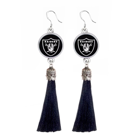 Football Raiders Inspired Tassel Earrings - Picture 1 of 2